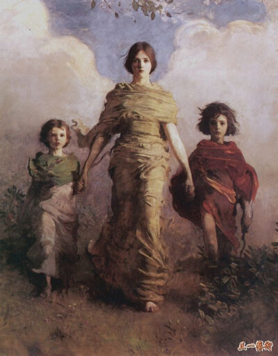 266,一个圣女 阿伯特·汉德森·塞耶 美国 油画 圣母玛利亚连同天主圣