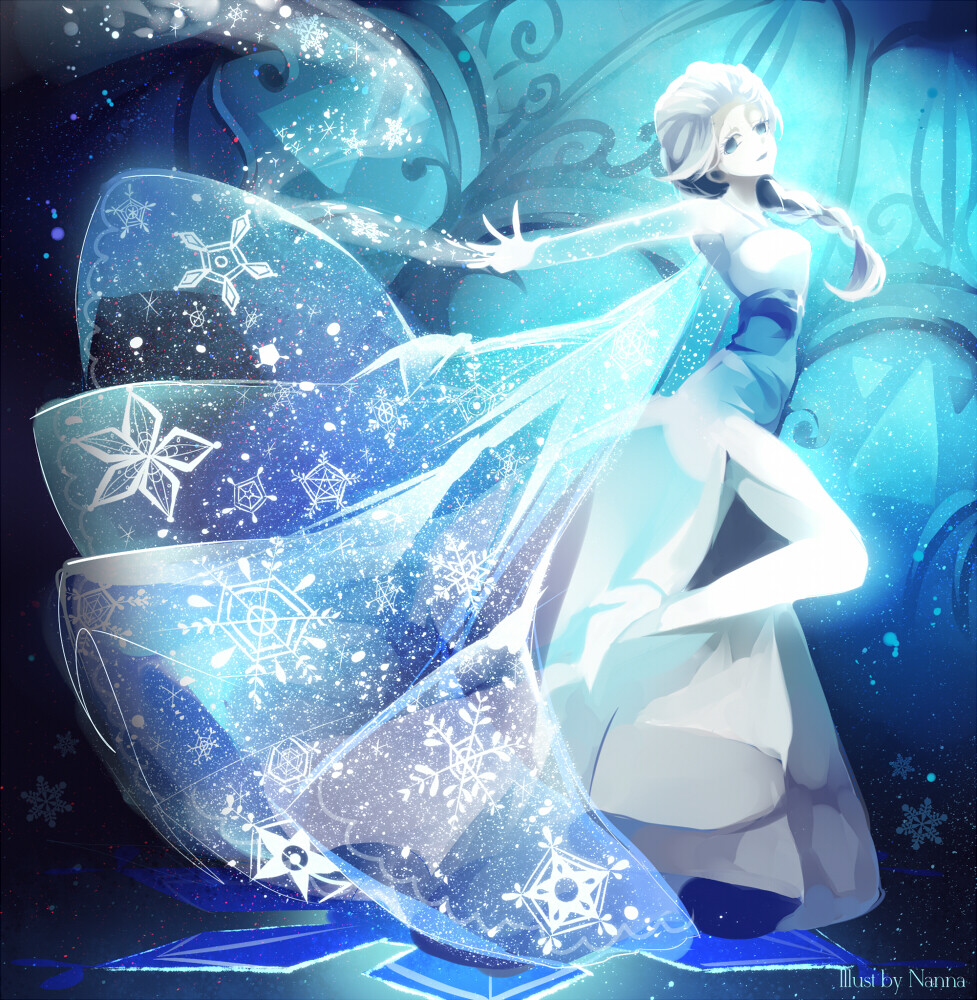 elsa let it go p站 二次元 插画 少女 手绘 头像 冰雪奇缘 frozen