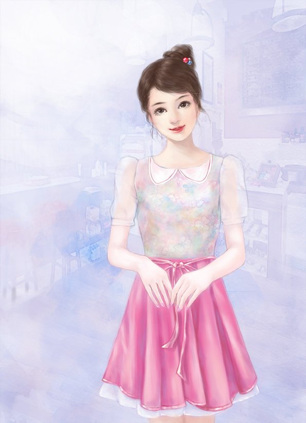 言情 插画 美女 手绘 cg