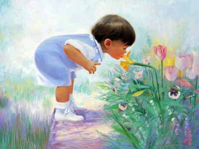 金色童年法国画家 donald zolan 儿童水彩画集 蜜蜂啊