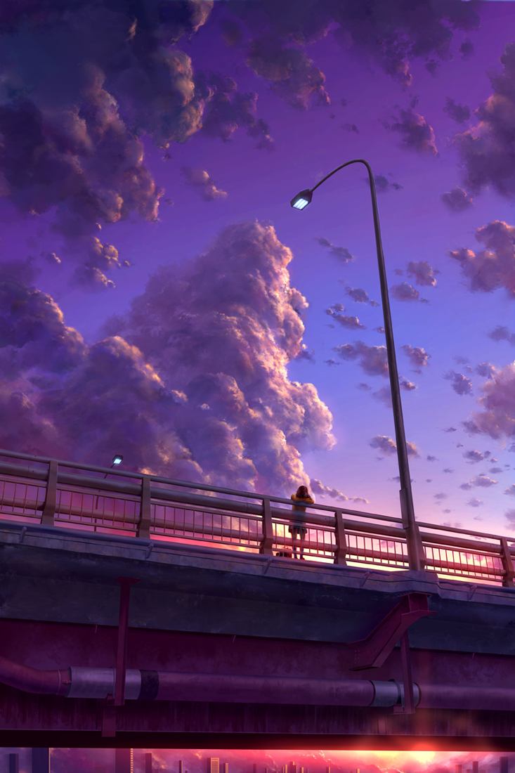 季节的结束 p站 二次元 插画 手绘 风景 壁纸 天空 黄昏