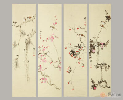 客厅挂什么字画 花树灿烂,小鸟俏立;松竹梅兰,寓意高洁……大自然的