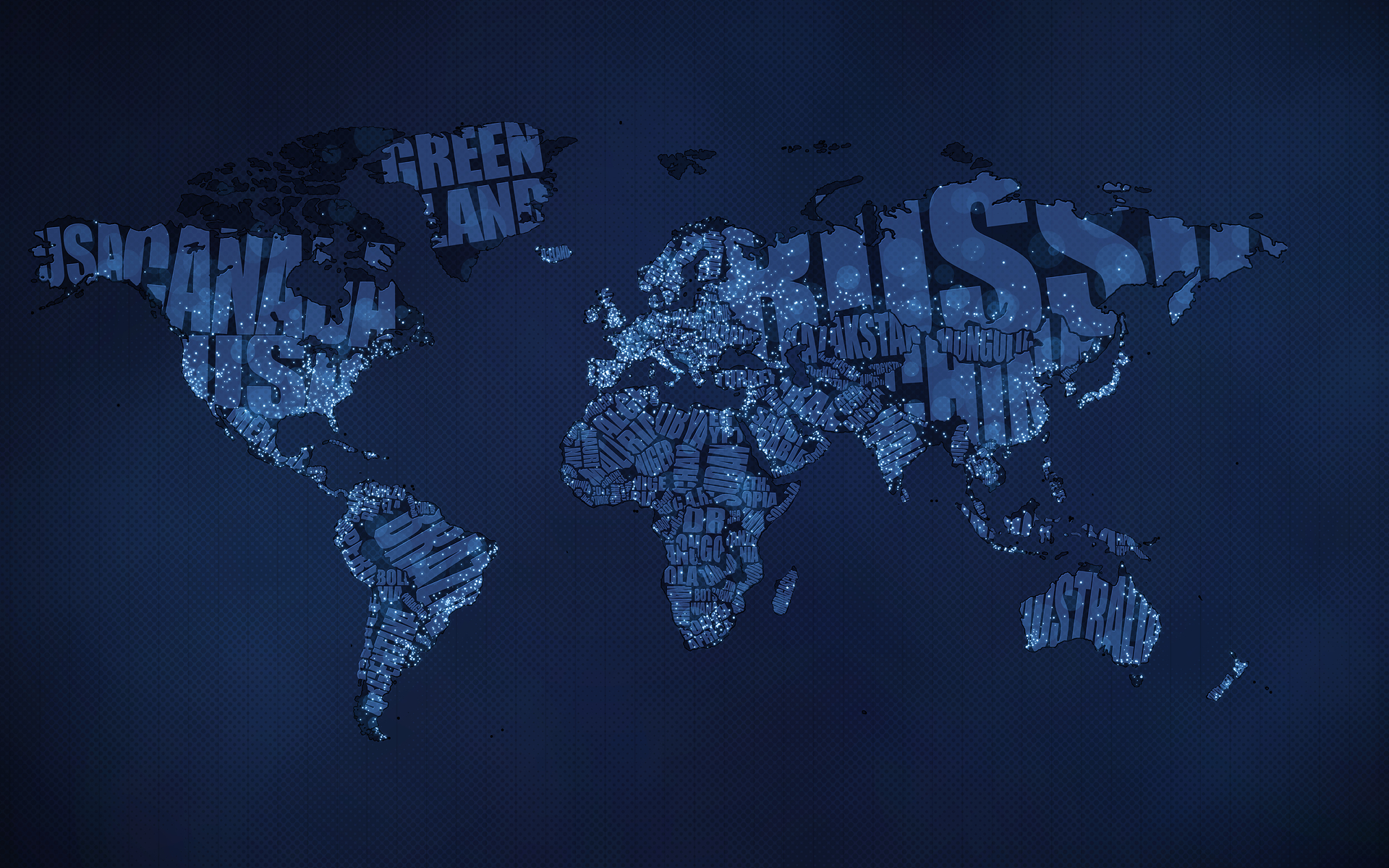 vladstudio壁纸【1920x1200】排印板地图 夜晚 typographic world map