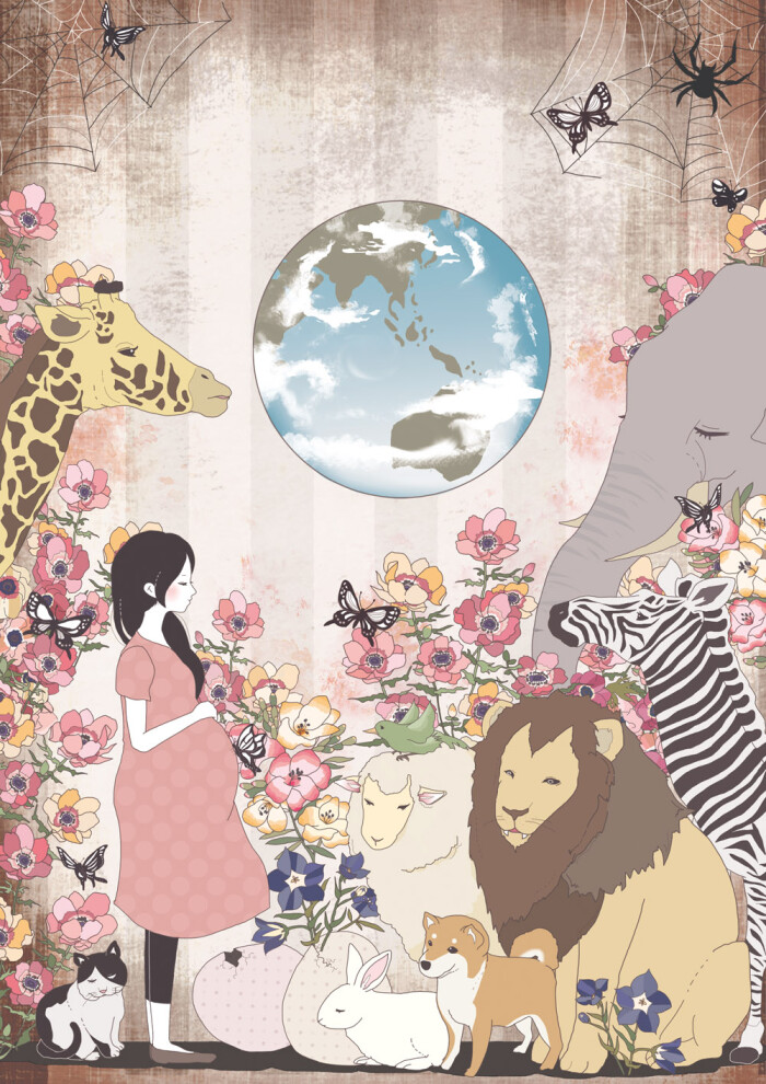 插画手绘 二次元美女 动漫 壁纸 复古