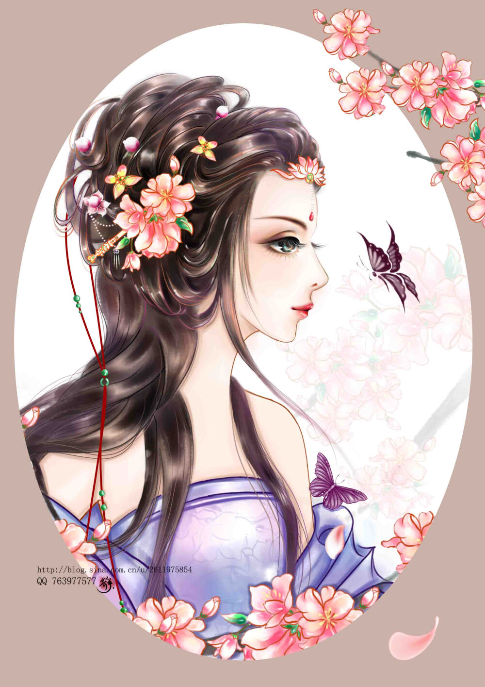 人面桃花相映红,落花时节又逢君——古风,古风美女插画 唯美古风,古风