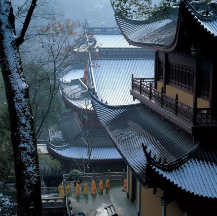 雪落古刹,晨钟暮鼓