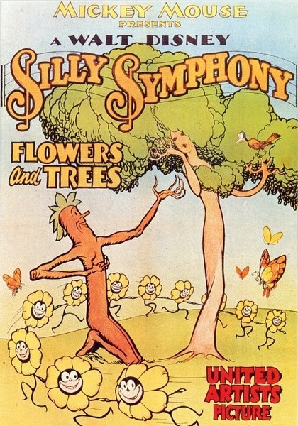 迪士尼首部彩色动画《花与树》,1932年获得奥斯卡最佳动画短片奖,这