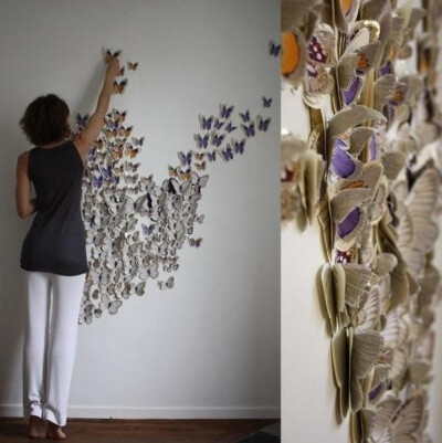 艺术家#手工达人#蝴蝶的精彩创意——3d纸蝴蝶艺术墙