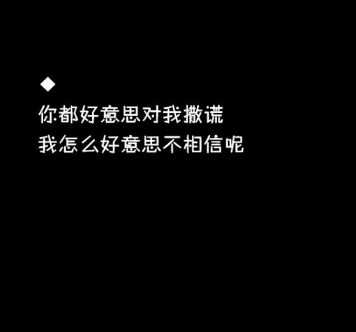 你都好意思对我撒谎,我怎么好意思不相信呢
