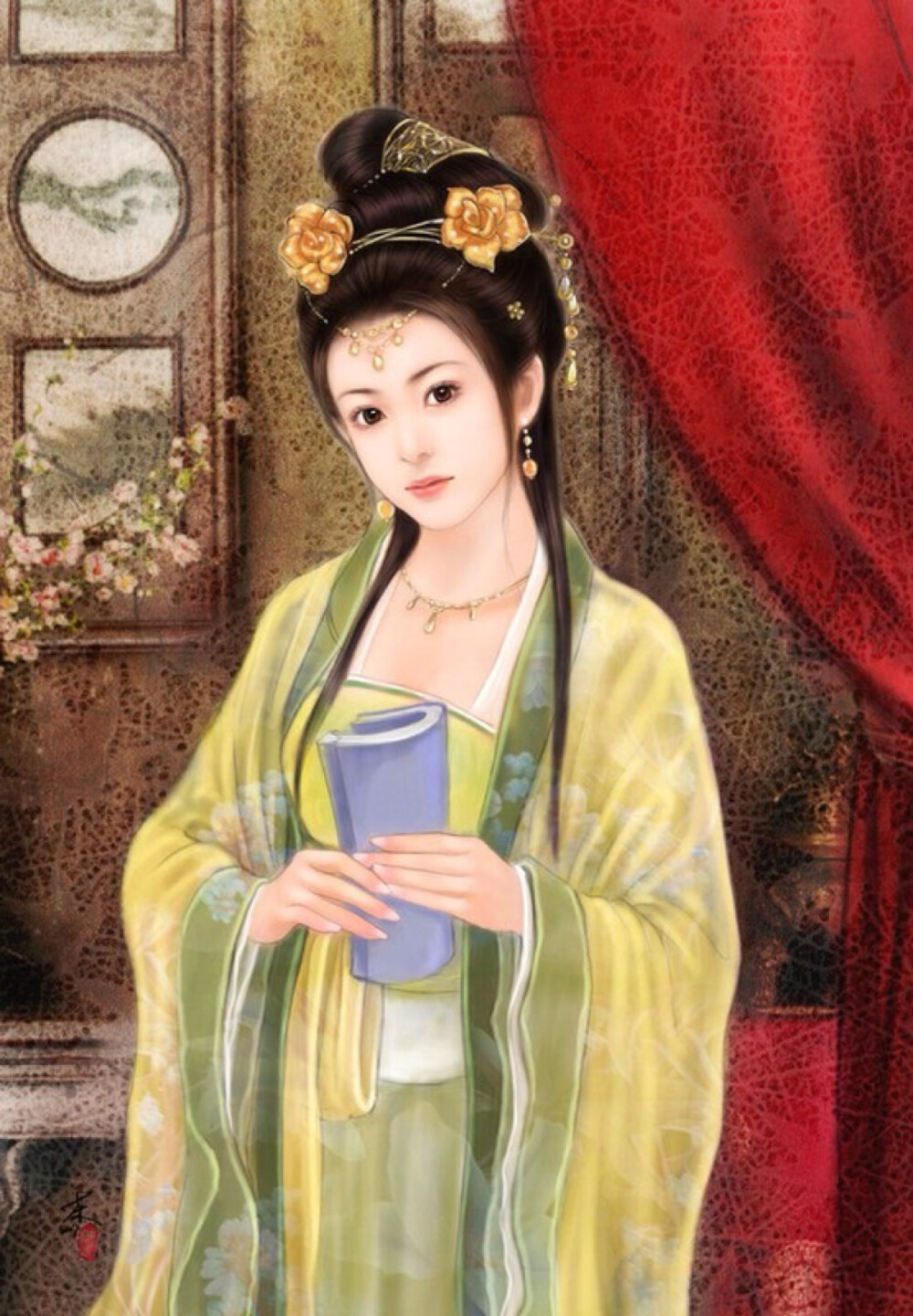 手绘 插画 古风 古装 美女