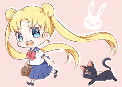 插画手绘 二次元 美女 动漫 萌 壁纸 美少女战士 小兔