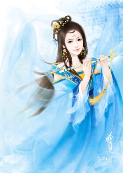 彼岸花.手绘,古风,美人,插画.