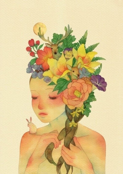 "从失恋到现在,我一个人很好"#治愈系,插画,手绘,花香