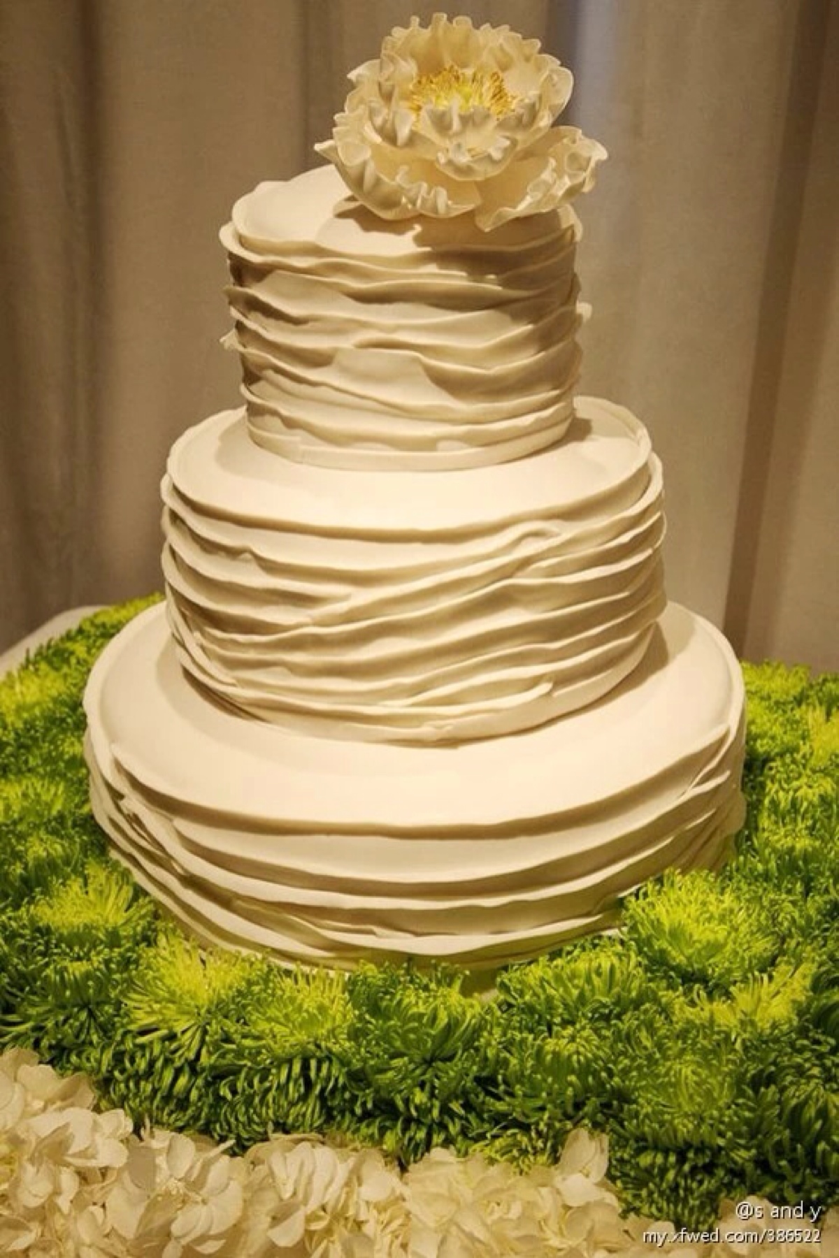 翻糖 婚礼 鲜花 纯白色 蛋糕 甜点