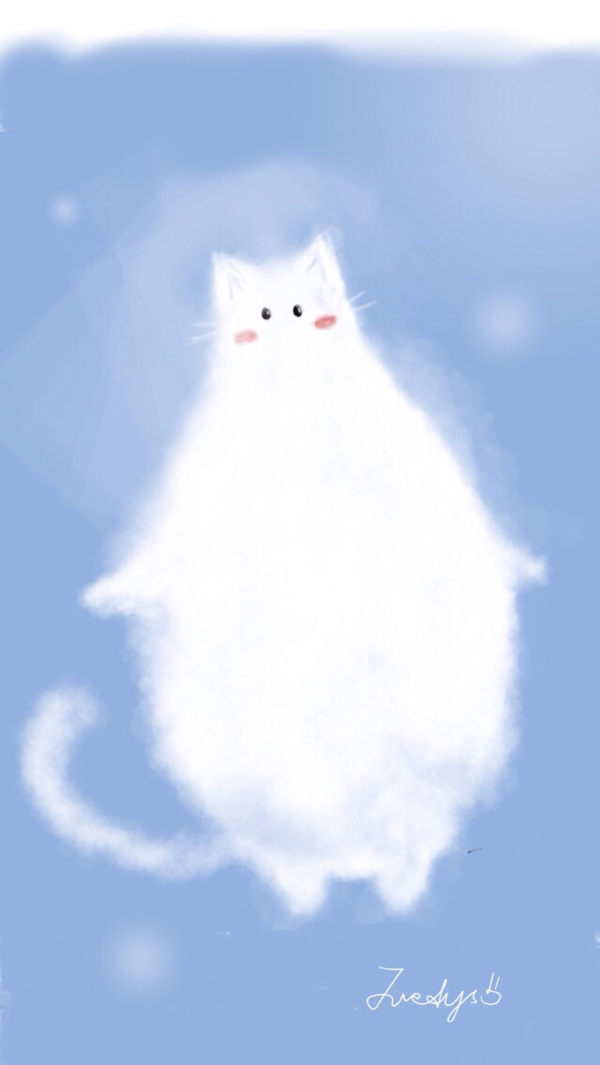手绘iphone5s壁纸云朵猫梦