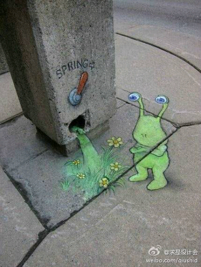 求是爱设计# david zinn 的粉笔小人,萌萌哒,好有爱,周边的小情调