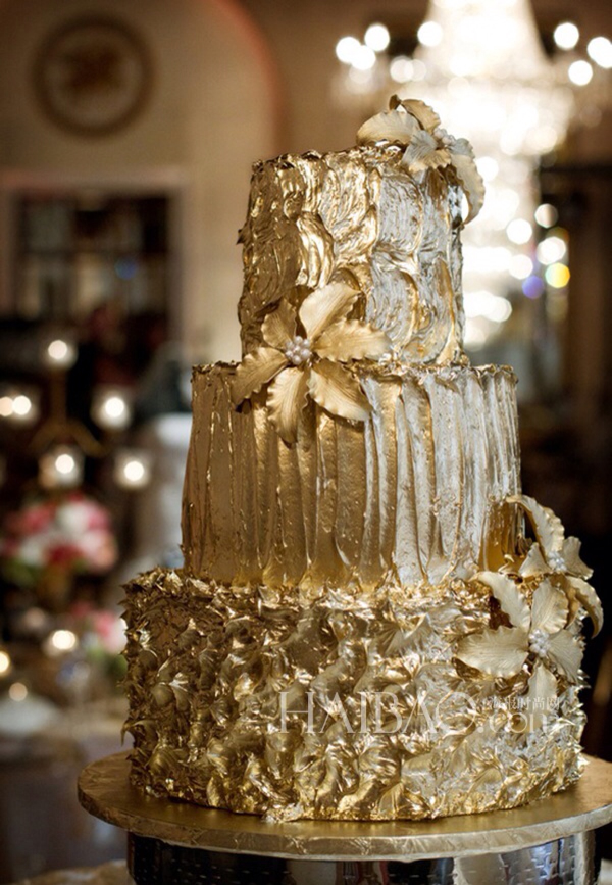 翻糖 婚礼 鲜花 金色 蛋糕 甜点 堆糖,美图壁纸兴趣社区