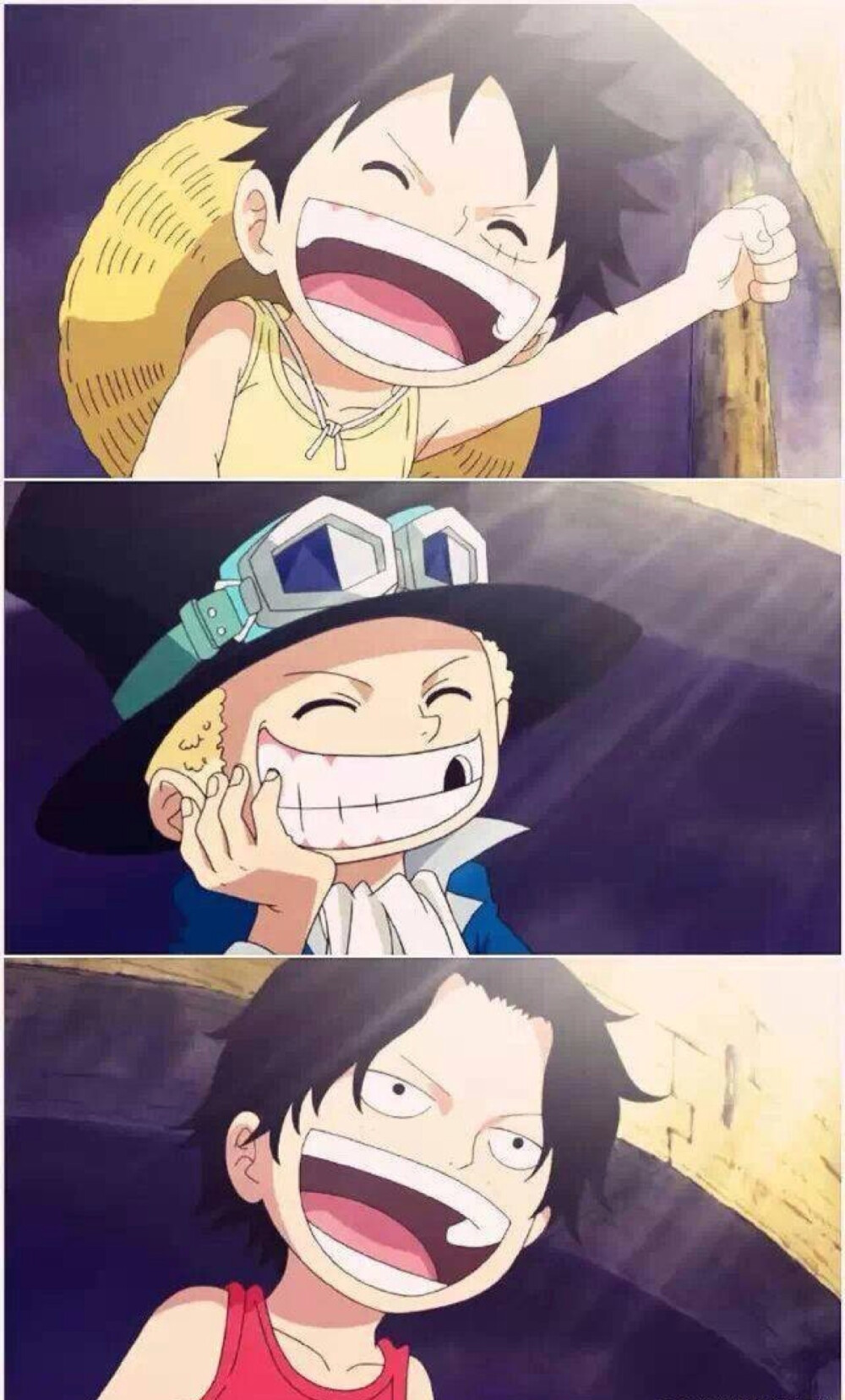 海贼王 onepiece 壁纸 三兄弟小时候 艾斯 萨博 路飞同一样的笑容