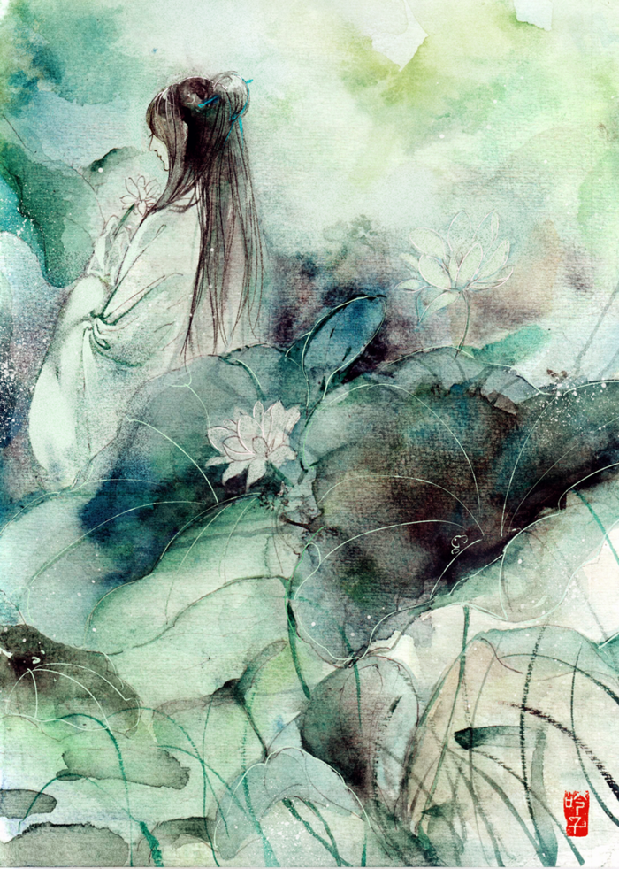 手绘,古风,水墨,人物,插画,封面,场景