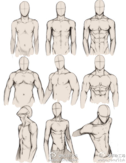 手绘教程 男体画法 堆糖 美图壁纸兴趣社区