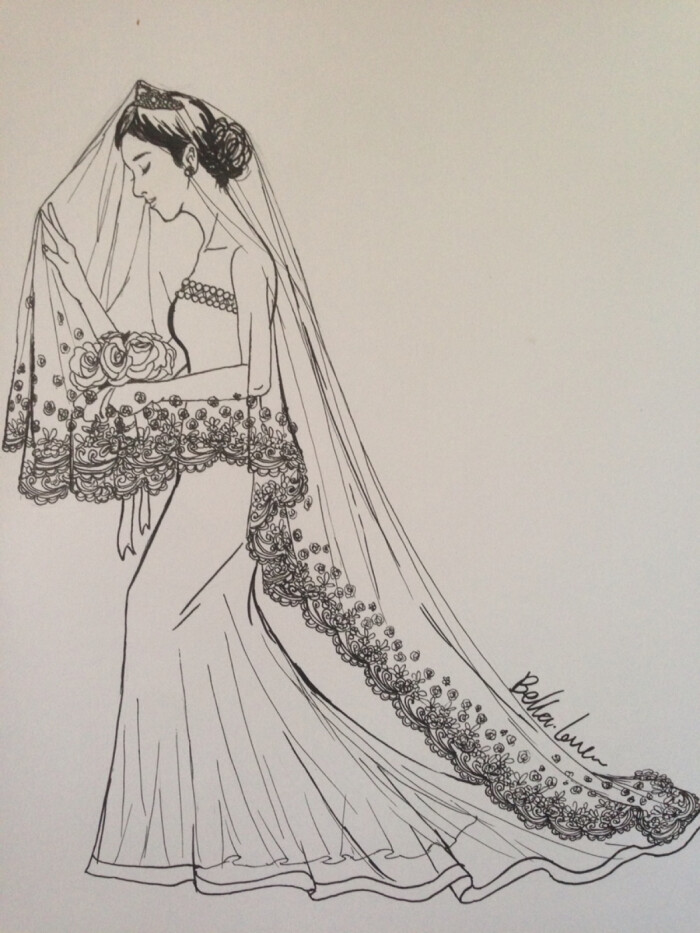 婚纱的绘画_素描绘画婚纱图片(3)
