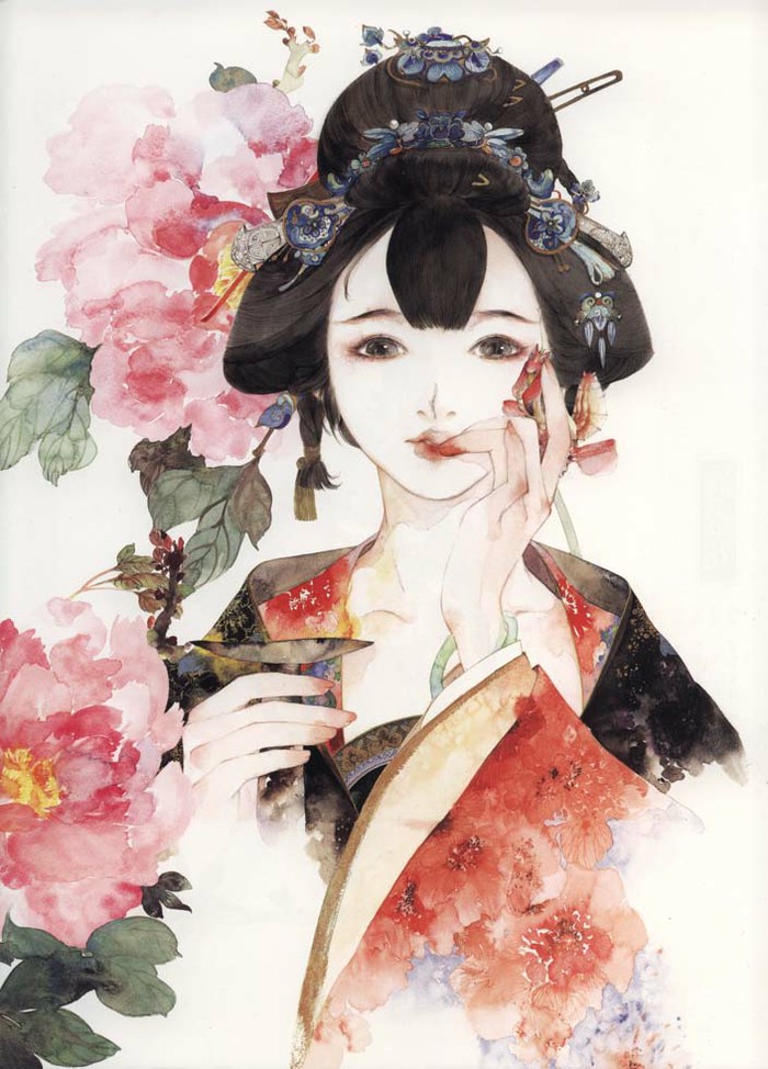 《花·女词》牡丹,插画师:呀呀