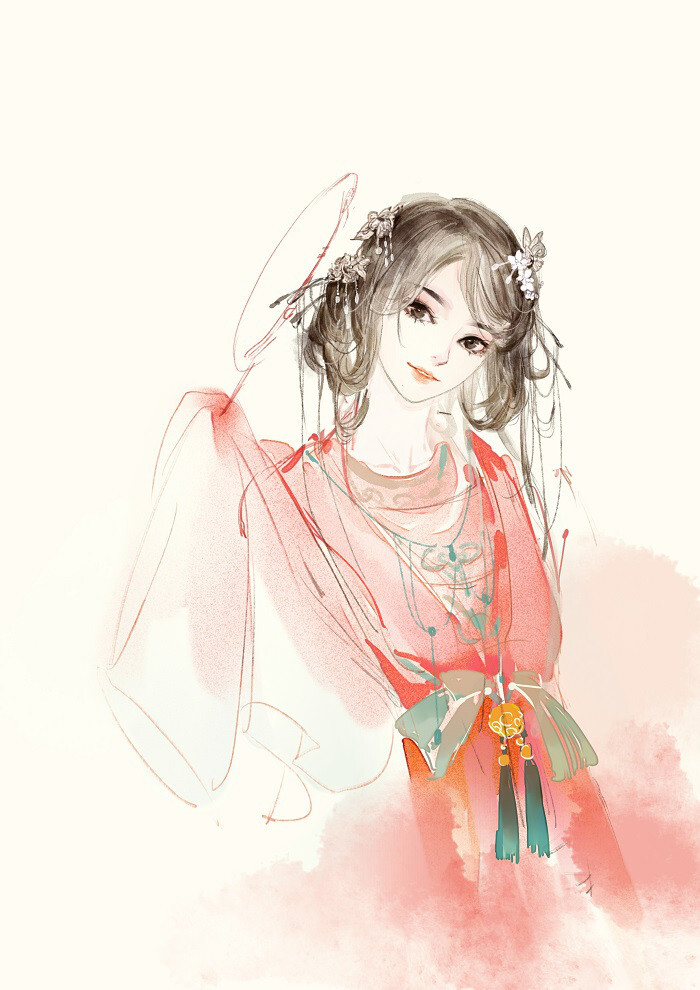 手绘,古风,水墨,人物,插画,封面,场景