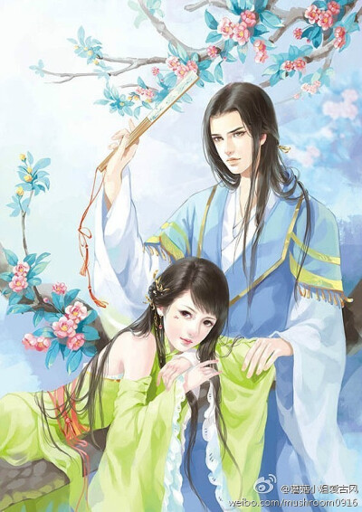 指尖糖 男女合照 手绘 插画 美人 人物 小说 古风古韵 古装 壁纸