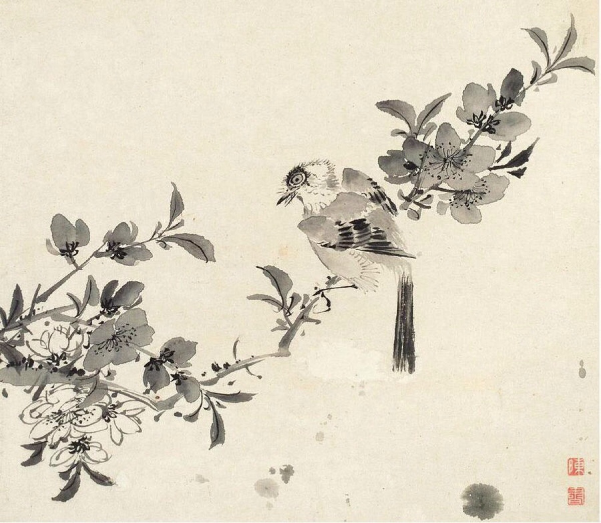 善画山水,人物;尤擅花鸟草虫,笔力细劲,用笔近斐麓花鸟画作品图片