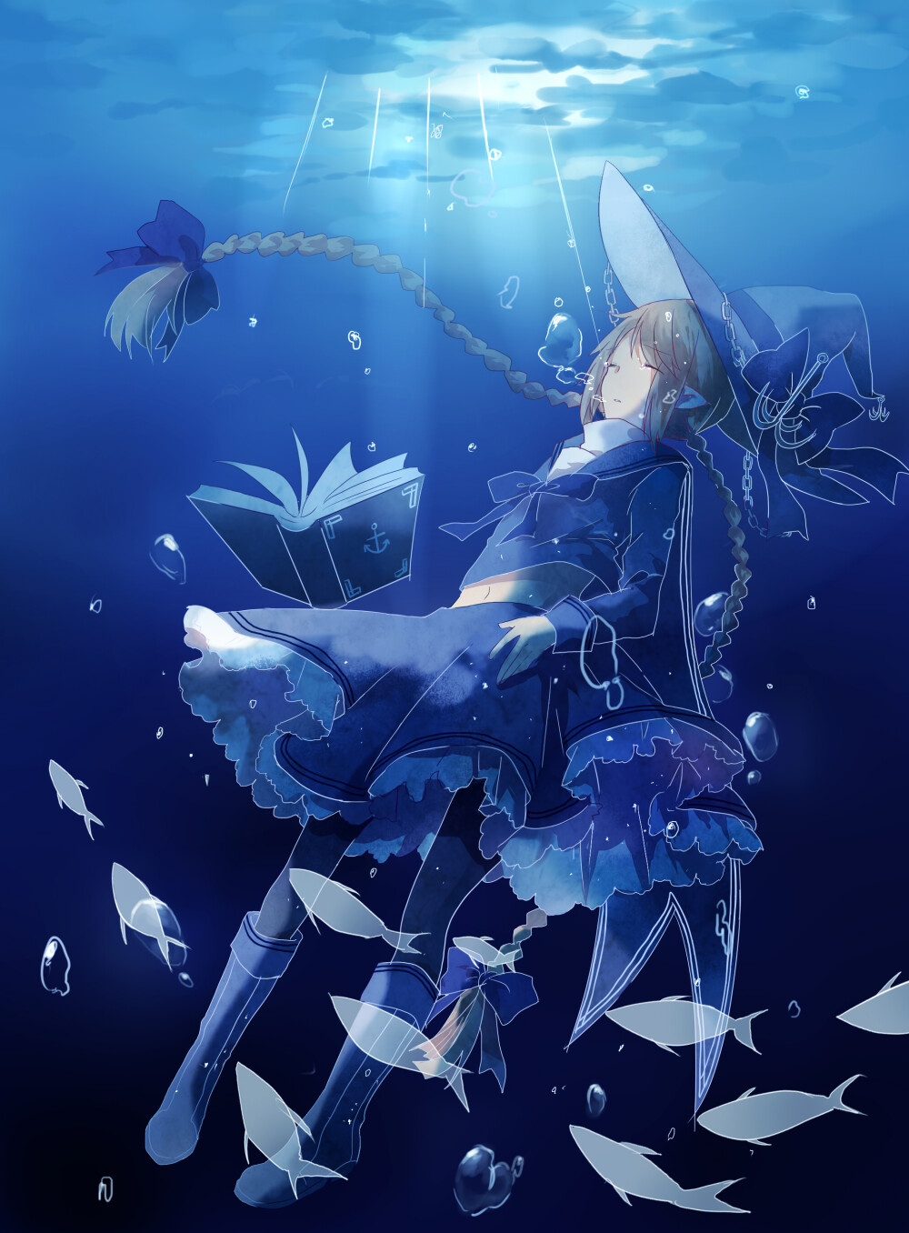 「二次元 少女」插画 原创 手绘 pixiv 海底囚人 大海原与大海原