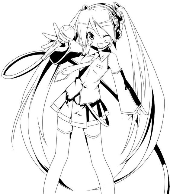 线稿 初音未来