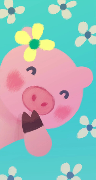 可爱的小粉猪,卡通壁纸图片.