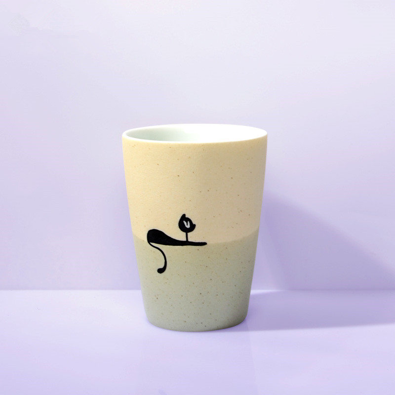 拙色简约手绘陶瓷杯带盖子小猫手工陶瓷定制马克杯情侣对杯水杯瓷