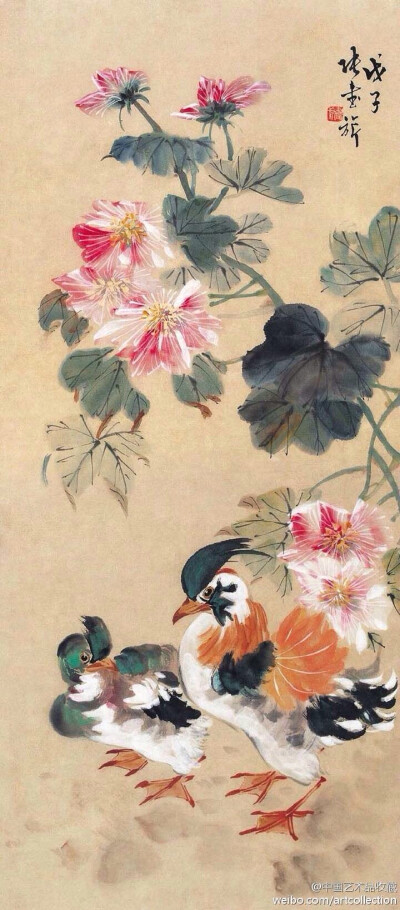 写意画#【 张书旗 《花鸟图》 】张书旗(1900-1957)的花鸟画,继承了