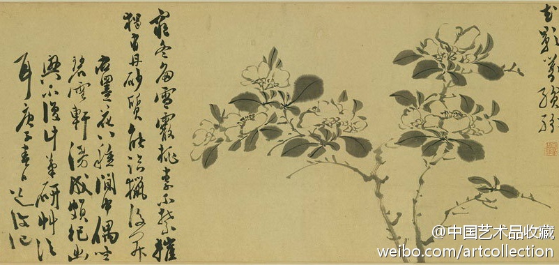 水墨画 明 陈淳《花卉图】卷,纸本,32.