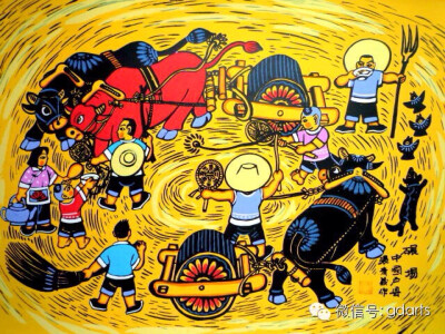 陕西户县农民画,美丽不可挡 艺术源于民间——碾场