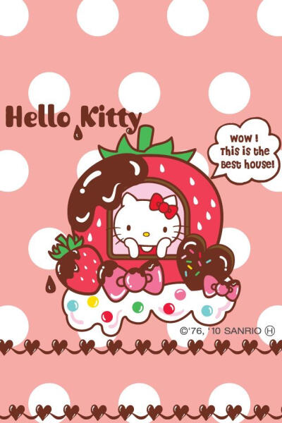 壁纸 可爱 粉红 hello kitty 卡通 草莓 蛋糕 甜甜圈 巧克力 凯蒂猫