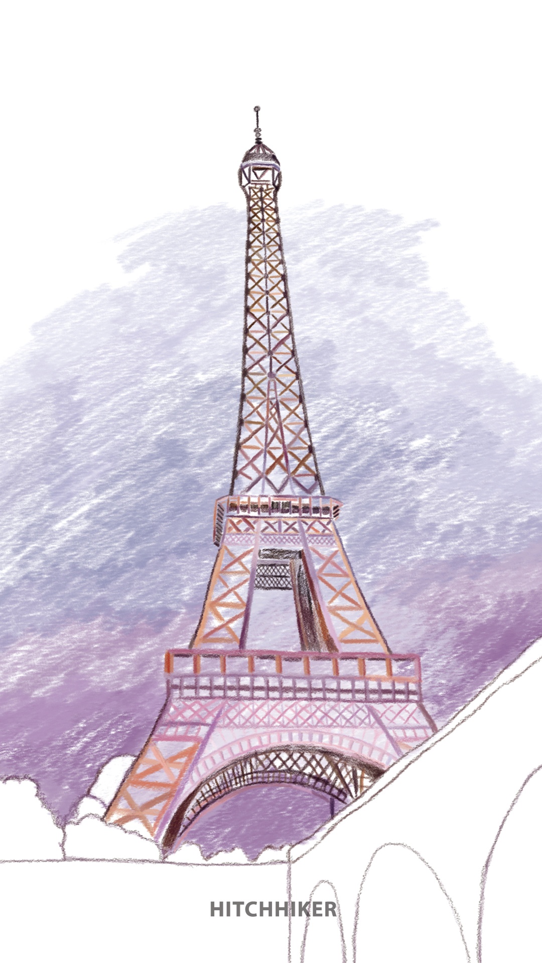 简约巴黎铁塔手绘壁纸大图-壁纸图片大全