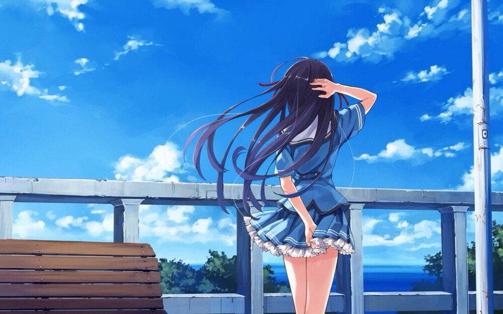 二次元女生阳光背影