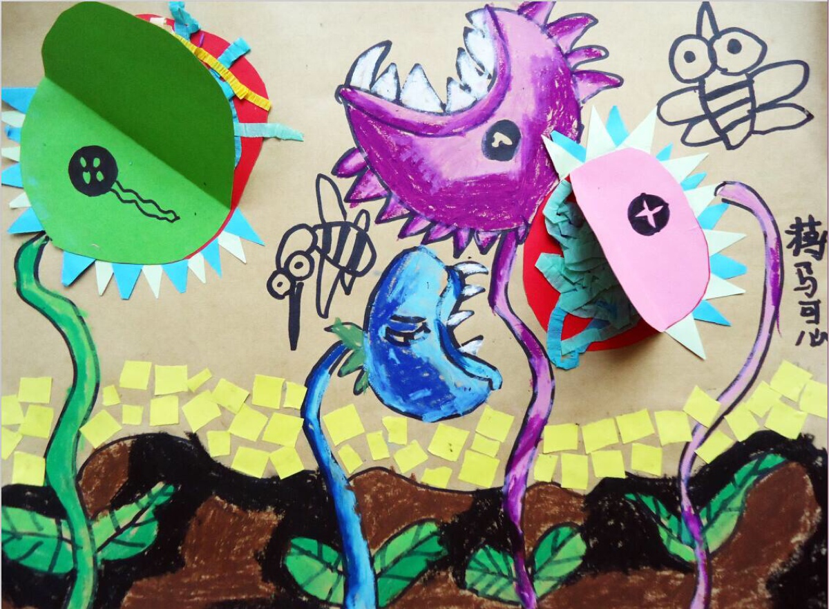 【幸福课堂】画出神奇植物：“吃虫草”——记2018级16班美术课_绘画