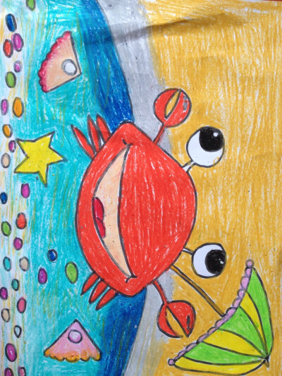 简笔画,儿童画,螃蟹