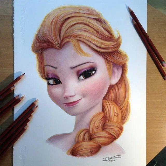 彩铅手绘 冰雪奇缘