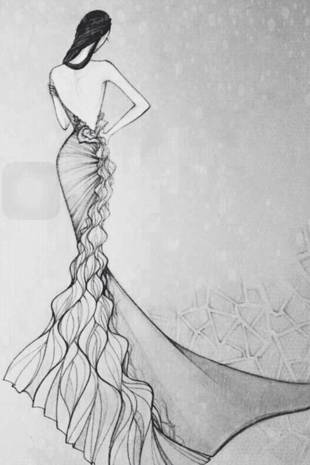 【简单黑白】 时装设计插画手稿 婚纱 手绘 铅笔画 lan yu