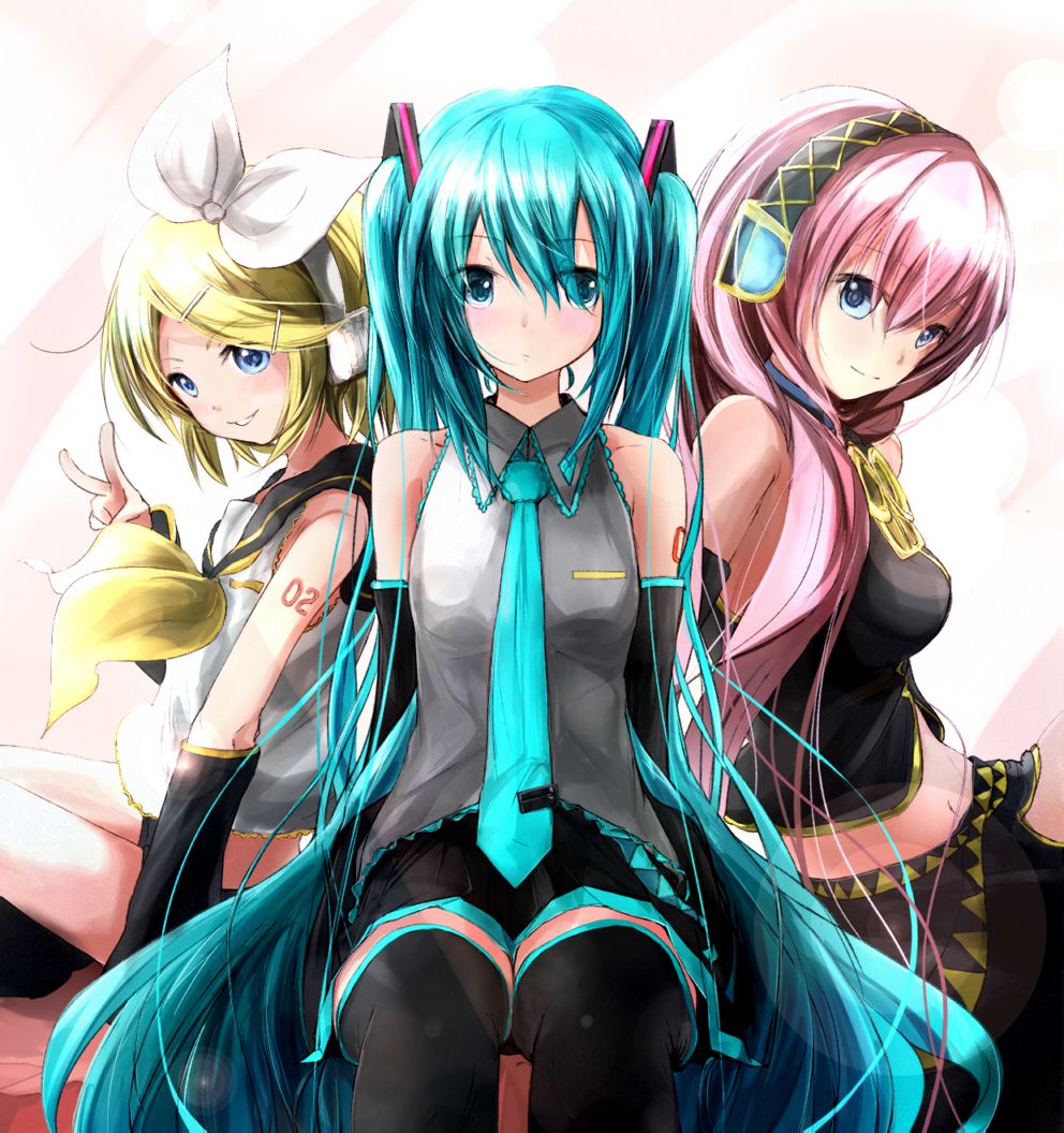 p站二次元动漫插画初音未来镜音铃巡音流歌