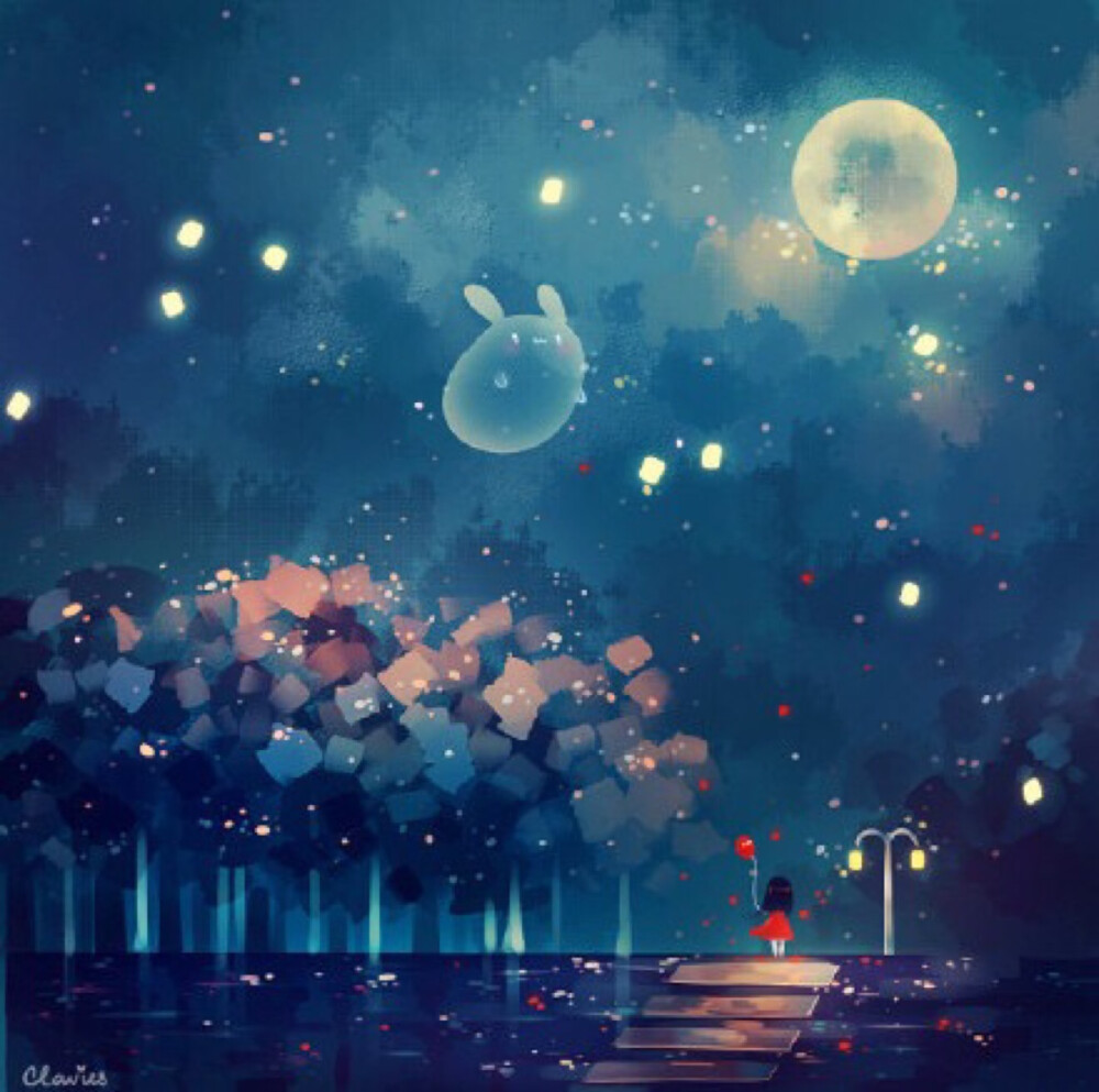 夜空插画唯美