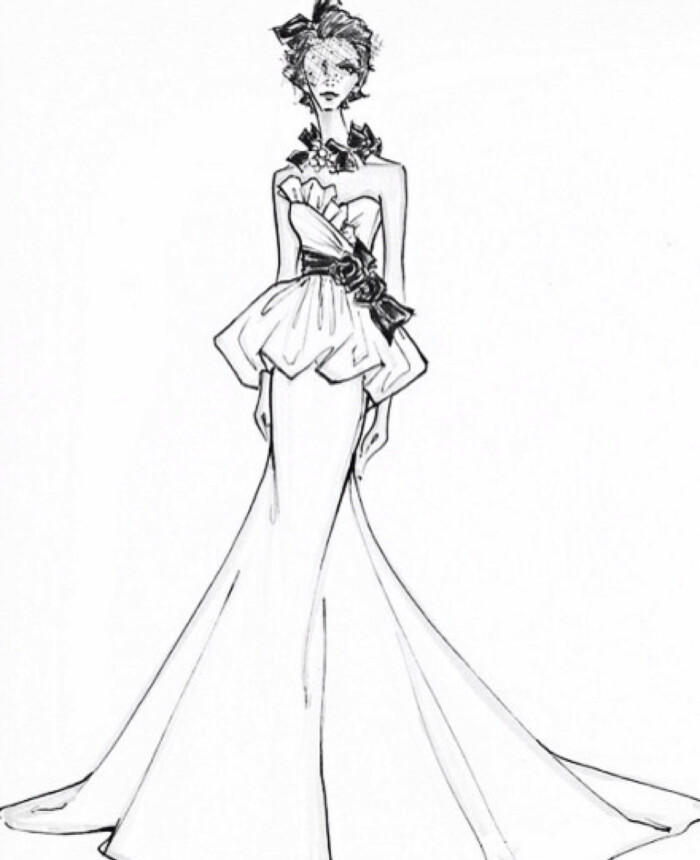 【简单黑白—线条的魅力】 时装设计手稿 婚纱手绘 素材 铅笔画 彩铅