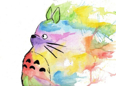 龙猫 手绘 水彩