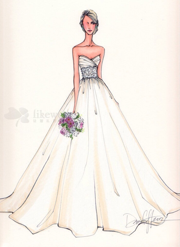【时尚婚纱手绘】 手绘 婚纱礼服 素材 时装设计手稿