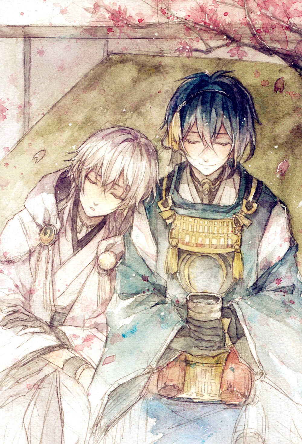 二次元 插画 少年 动漫 妖孽 同人 原创 刀剑乱舞 三日月宗近 鹤丸国