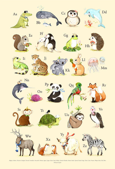 可爱的动物字母表